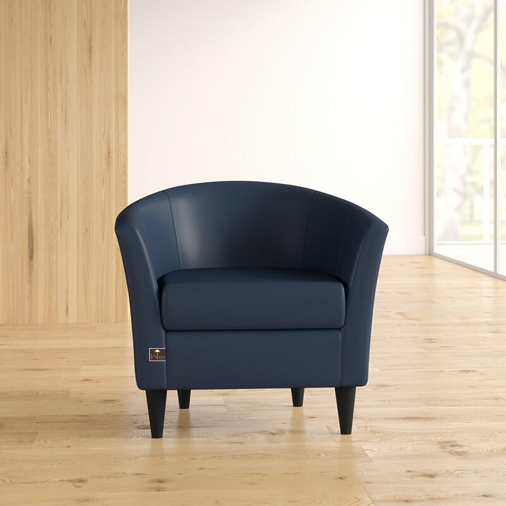 Wide Tufted Arm Chair (Peacock Blue) - WoodenTwist