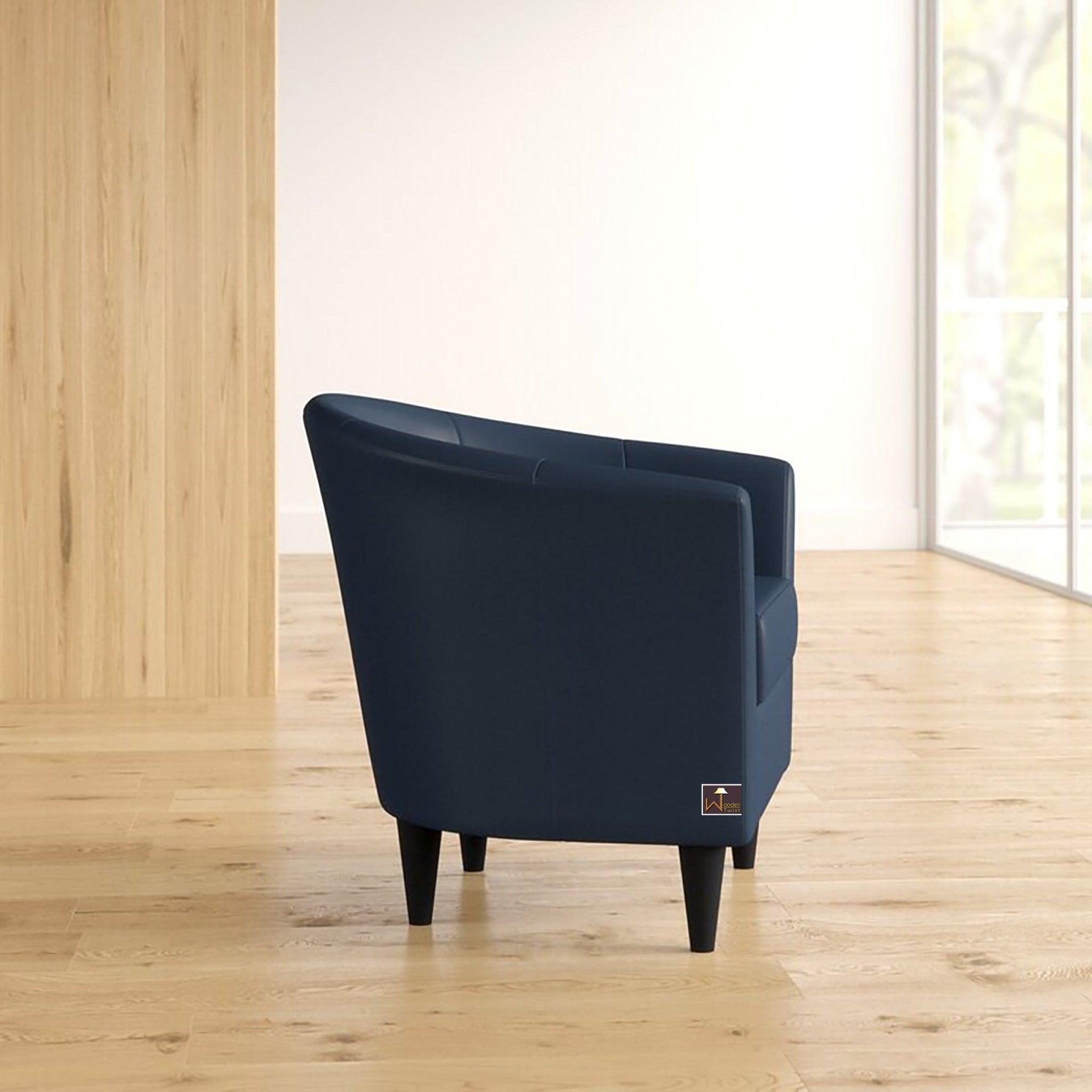 Wide Tufted Arm Chair (Peacock Blue) - WoodenTwist