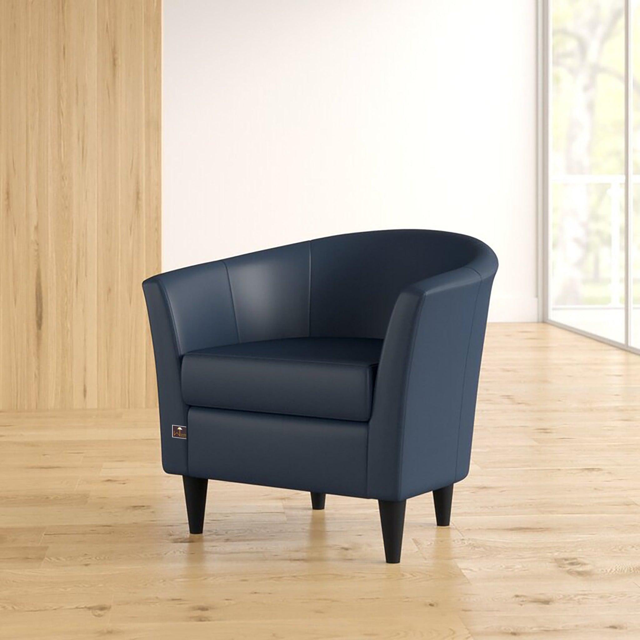 Wide Tufted Arm Chair (Peacock Blue) - WoodenTwist