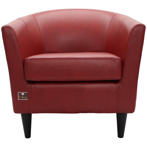 Wide Tufted Arm Chair (Red) - WoodenTwist