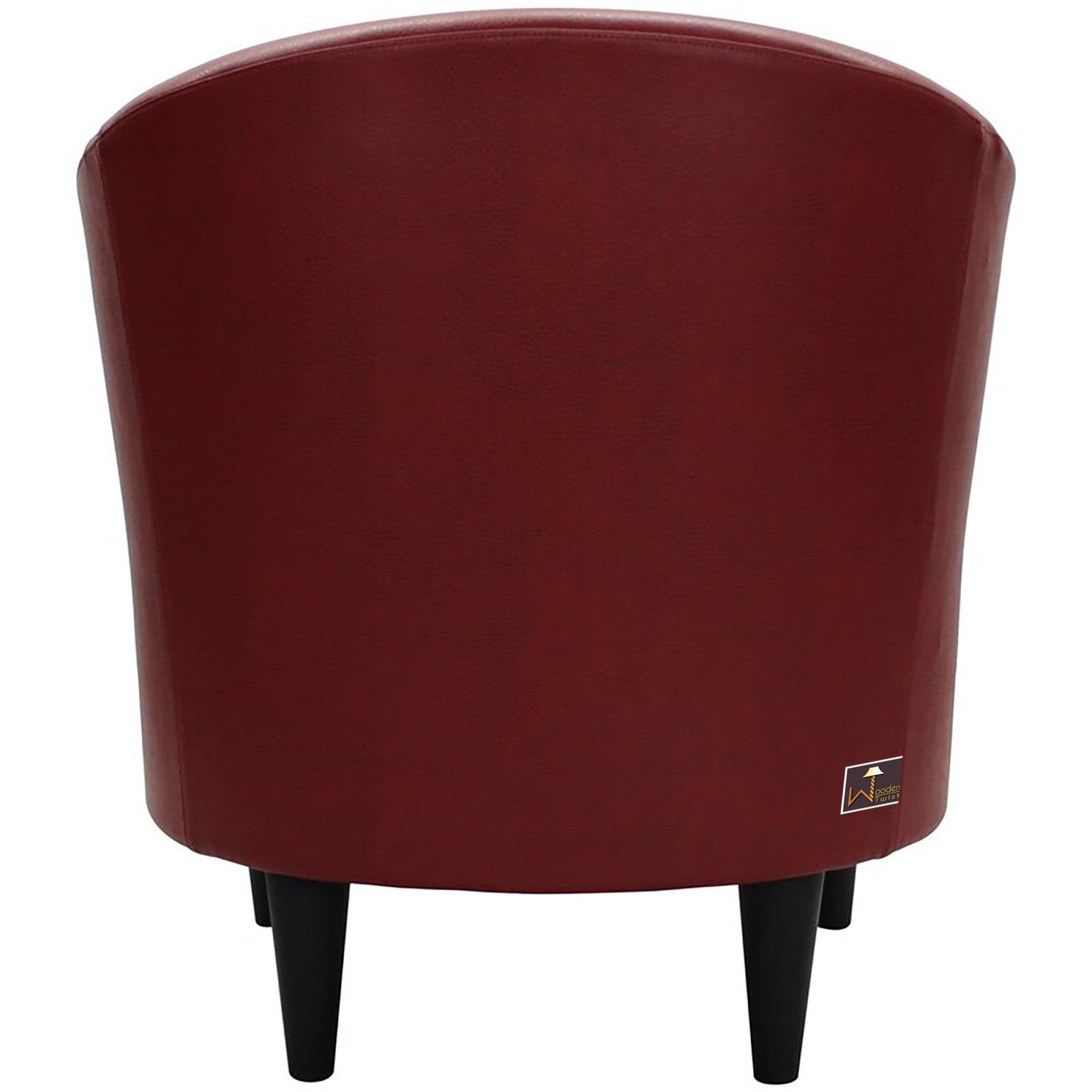 Wide Tufted Arm Chair (Red) - WoodenTwist