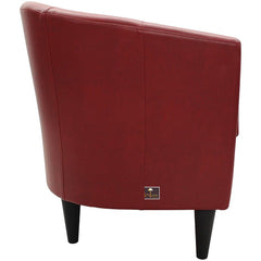 Wide Tufted Arm Chair (Red) - WoodenTwist