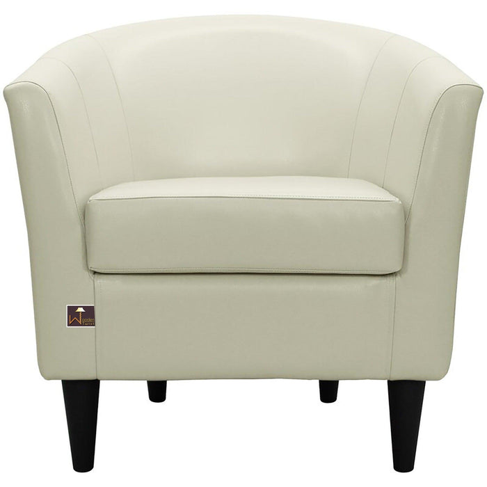 Wide Tufted Arm Chair (Off White) - WoodenTwist