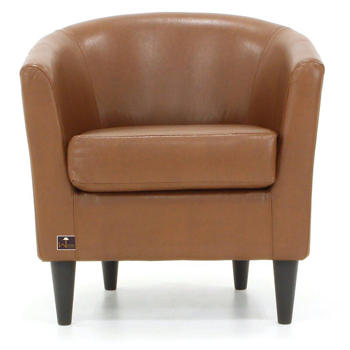 Wide Tufted Arm Chair (Camel) - WoodenTwist