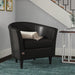 Wide Tufted Arm Chair (Black) - WoodenTwist
