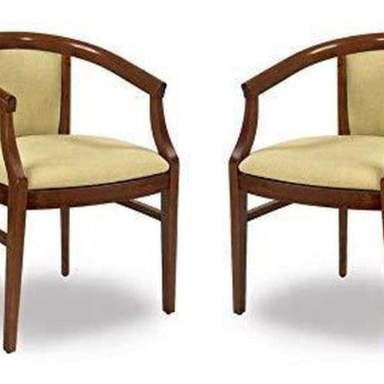 Hand Carved Wooden Back Comfort Seating Armrest Chair (Set of 2)