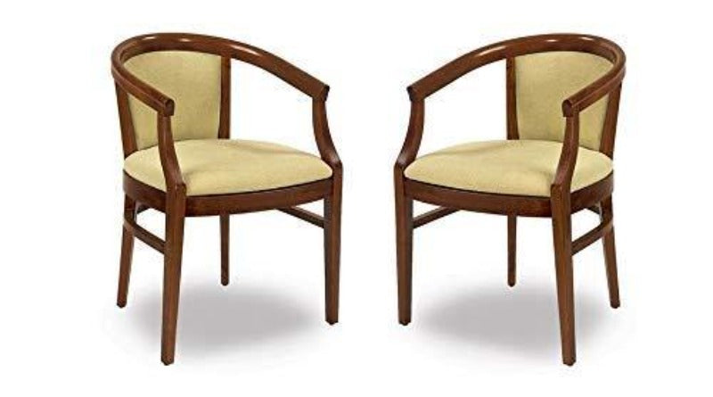Hand Carved Wooden Back Comfort Seating Armrest Chair (Set of 2)