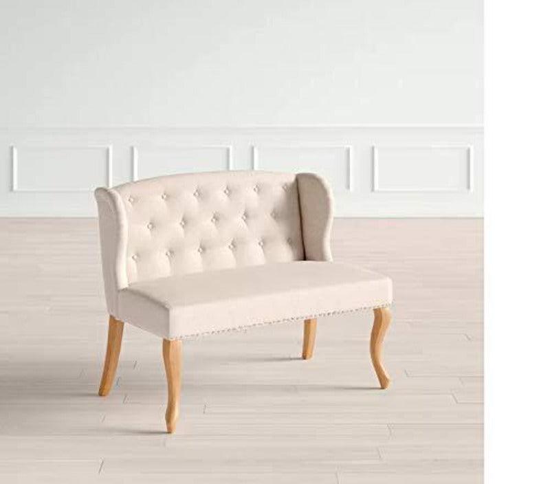 Warm Cream Seat on a Solid Wood Frame