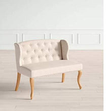 Wooden Couch Solid Wood Contemporary Loveseat in Cream - front view