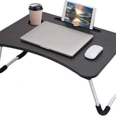 Foldable Laptop Table With Cup Holder And Mobile Tablet Holder (Grey) - WoodenTwist