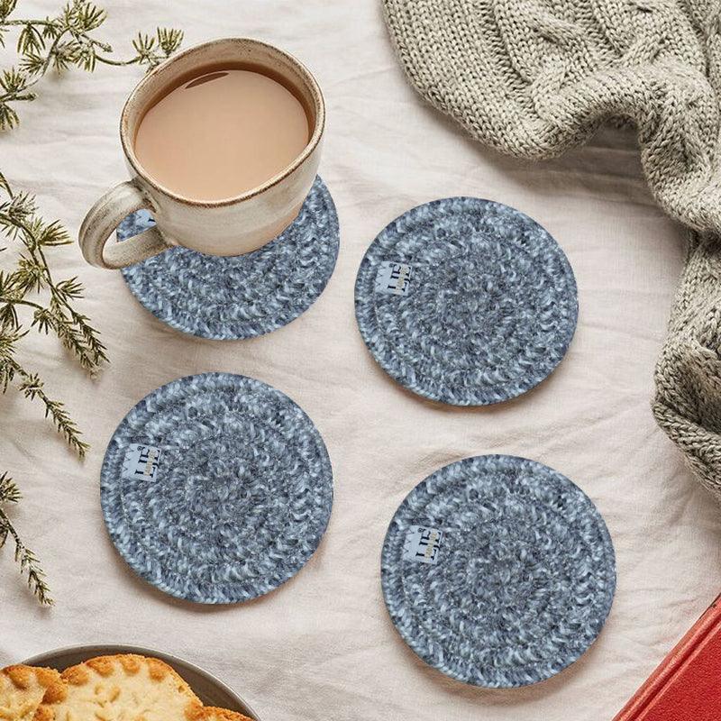 Polyster Round Coaster Set (6 PCS Set) Machine Washable Absorbent Size: 5 inch Diameter - WoodenTwist