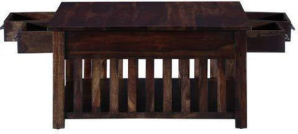 Handmade Solid Mango Wood Coffee Table with 4 Drawers - lifestyle setting
