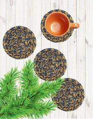 Polyster Round Coaster Set (6 PCS Set) Machine Washable Absorbent Size:5 inch Diameter - WoodenTwist