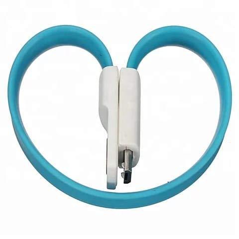 0.23 m Micro USB Cable (Compatible with Power bank, Blue, One Cable) - WoodenTwist