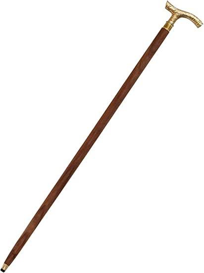 Antique Brass Design Head Handle Vintage Style Wooden Walking Cane Stick - WoodenTwist