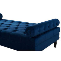 Large Bolstered Lounge Entryway Bench Three Seater Lounge  for Living Room (Blue Velvet) - WoodenTwist