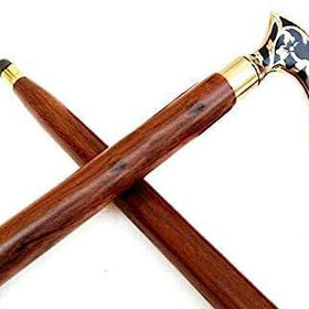 Antique Brass Design Head Handle Vintage Style Wooden Walking Cane Stick - WoodenTwist