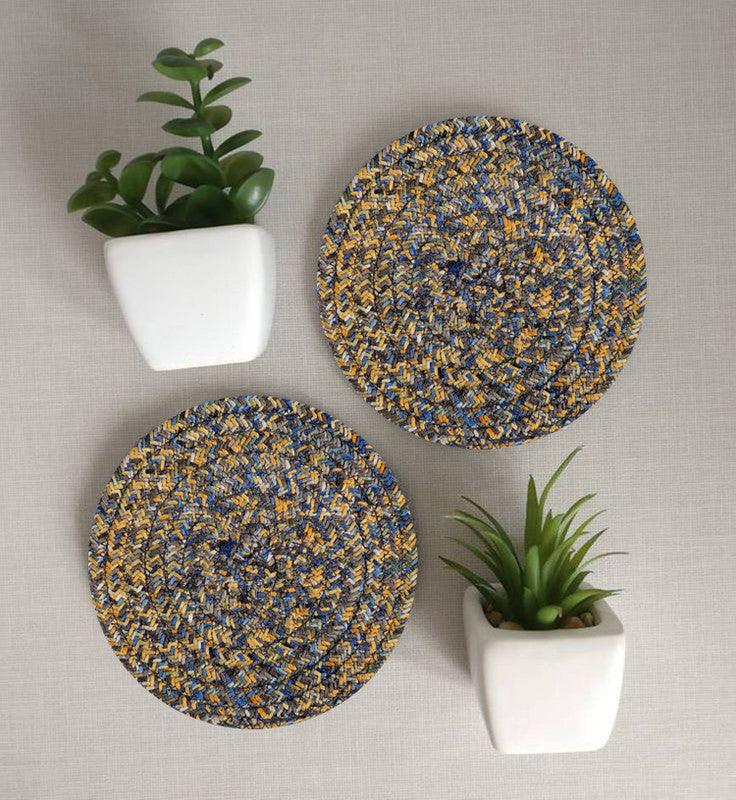 Polyster Round Coaster Set (6 PCS Set) Machine Washable Absorbent Size:5 inch Diameter - WoodenTwist