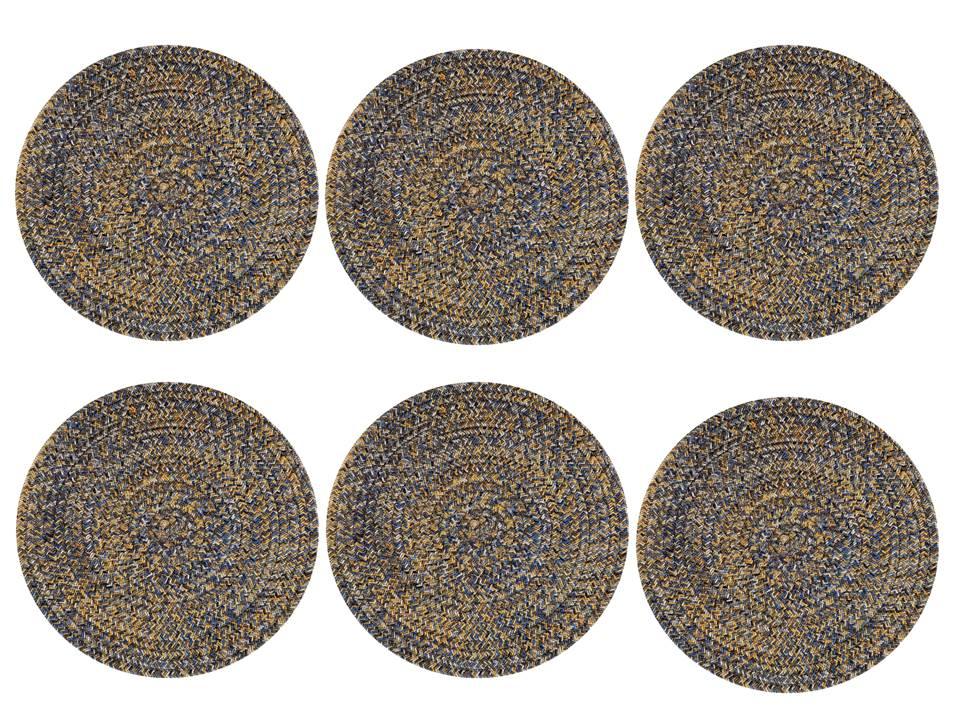 Polyster Round Coaster Set (6 PCS Set) Machine Washable Absorbent Size:5 inch Diameter - WoodenTwist