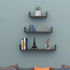 Wooden Handicraft Wall Decor Designer Wall Shelf Pack of 3 - WoodenTwist