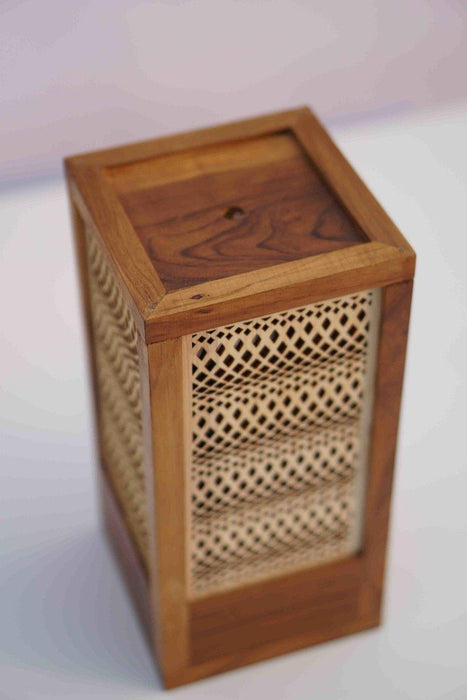 Teak Wood Lamp with Pine Wood Jaali - WoodenTwist