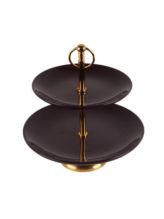 Purple Ceramic Double Layer Platter - WoodenTwist