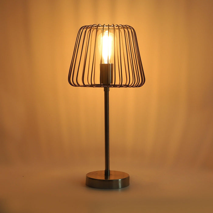 "The Confined Bulb Lamp" Silver Table Lamp in Pewter Finish - WoodenTwist
