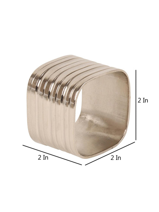 Silver Square Napking RIng (Set of 6) - WoodenTwist
