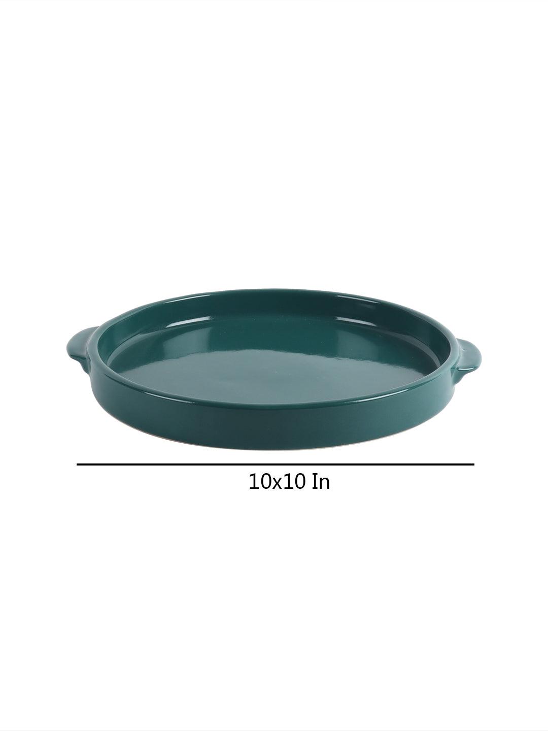 Green Ceramic Bakeware Dish with Handle - WoodenTwist