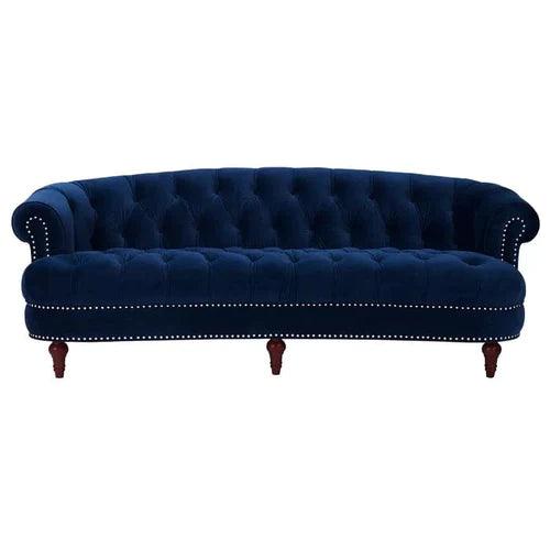 Chesterfield Graceful Velvet 3 Seater Rolled Arm Sofa (Walnut Legs) - WoodenTwist