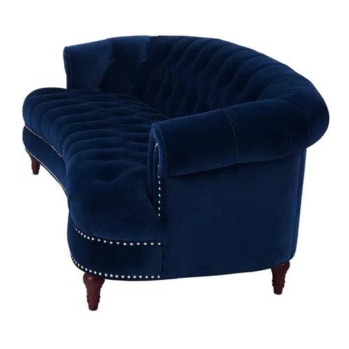 Chesterfield Graceful Velvet 3 Seater Rolled Arm Sofa (Walnut Legs) - WoodenTwist
