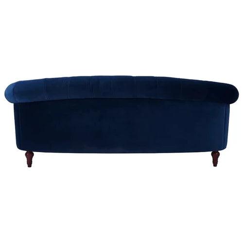 Chesterfield Graceful Velvet 3 Seater Rolled Arm Sofa (Walnut Legs) - WoodenTwist