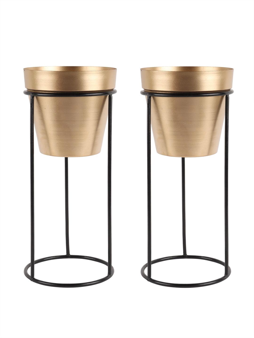 Big Pot Shape Planter Black & Gold (Set of 2) - WoodenTwist