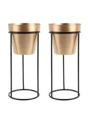 Big Pot Shape Planter Black & Gold (Set of 2) - WoodenTwist