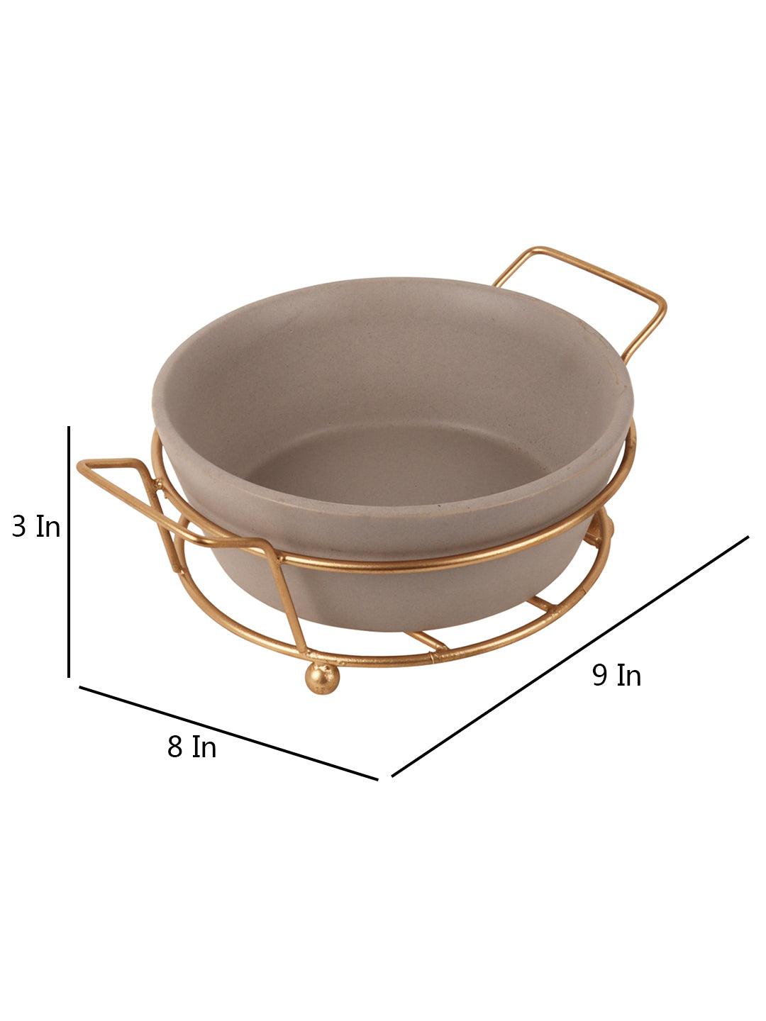 Ceramic Grey Baking DIsh with Stand - WoodenTwist