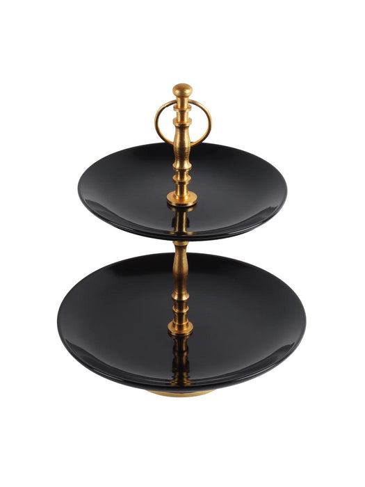 Black Ceramic Double Layer Platter - WoodenTwist