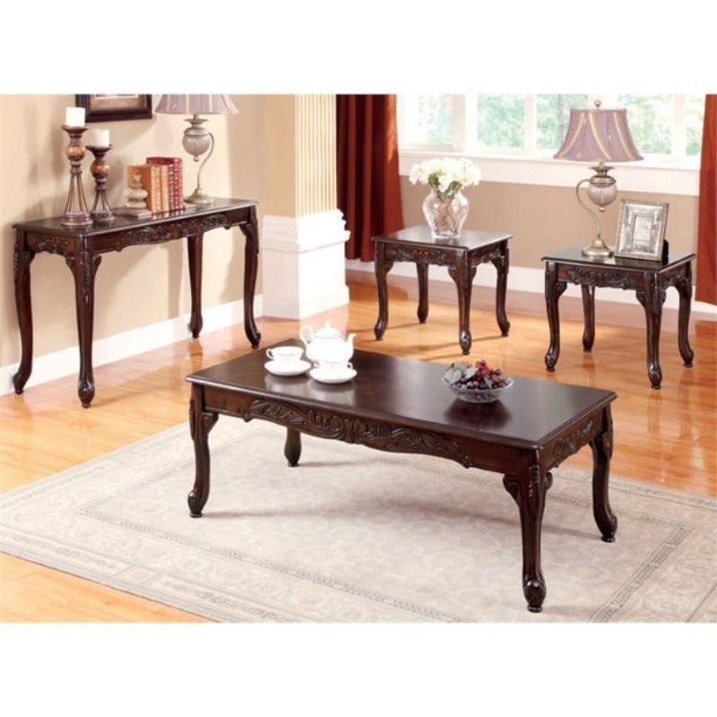 Hand Carved Teak Wood Coffee Table Set