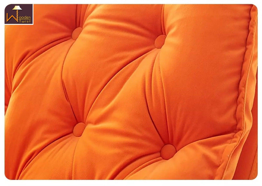 Walnut Finish, Dark Orange Cushion