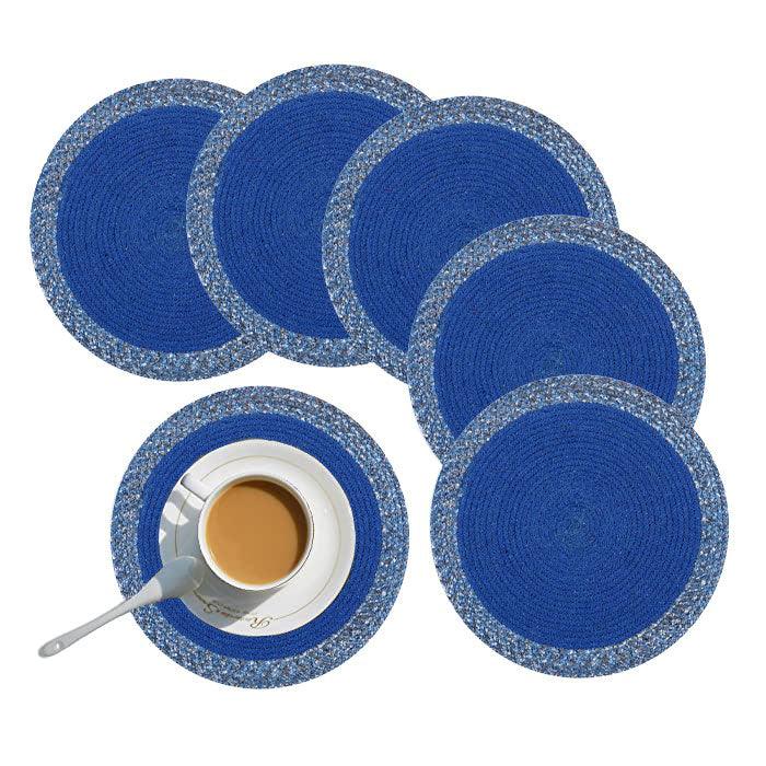 Polyster Round Coaster Set (6 PCS Set) Machine Washable Absorbent - WoodenTwist