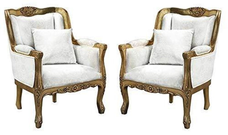 Royal Look Chair with Armrest Single Seater Sofa Chair (Set of 2)