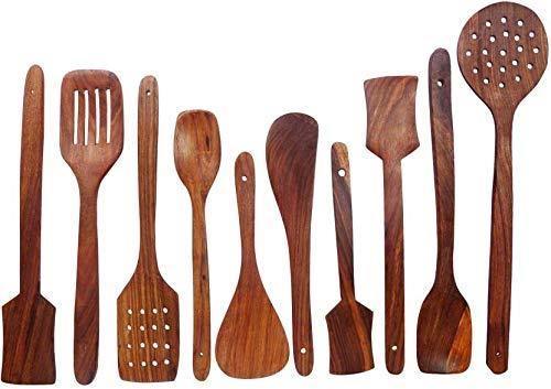 Sheesham Wood Cutlery Spoon Set - Pack of 10