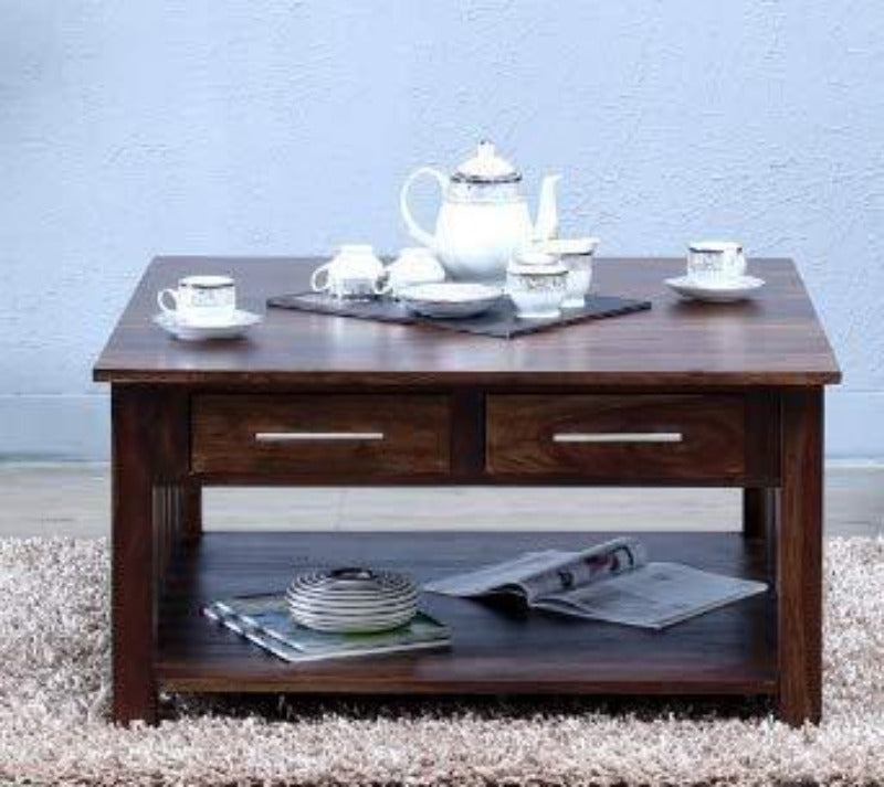 Handmade Sheesham Wood Coffee Table with 4 Drawers - WoodenTwist