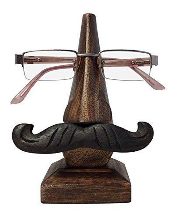 wooden nose shaped spectacle holder