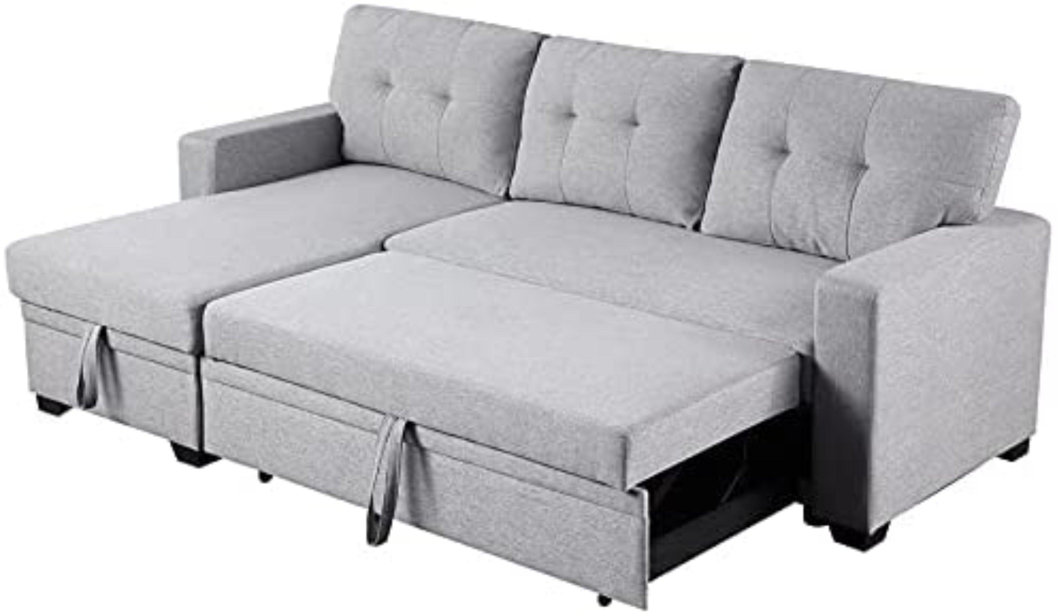 L-Shape Sectional Sleeper Sofa Cum Bed 5 Seater - WoodenTwist