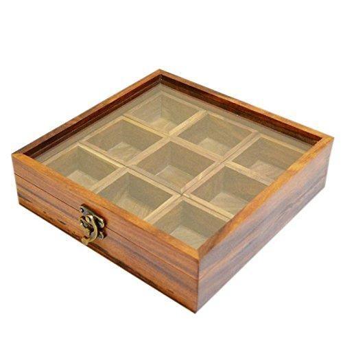 Wooden Spice Box Container - Spice Masala Box Holder, angled view