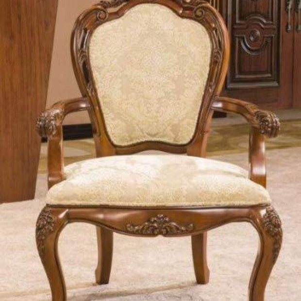Handicrafts Wooden Hand Carved Royal Look Chair with Armrest - Brown