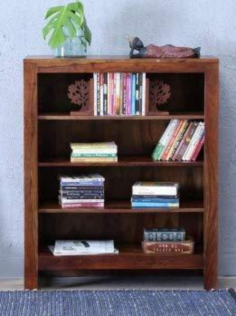 Wooden Handmade Book Shelf Cabinet Teak Finishing (Mango Wood) - Front View
