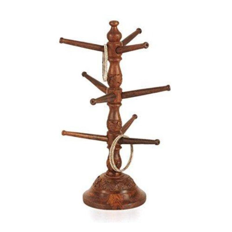 Wooden Handicraft Wooden Bangle Stand Hand Carved - WoodenTwist