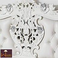 Super king Size Teak Wood Bed Heavy Carved with Cushioned Design - WoodenTwist