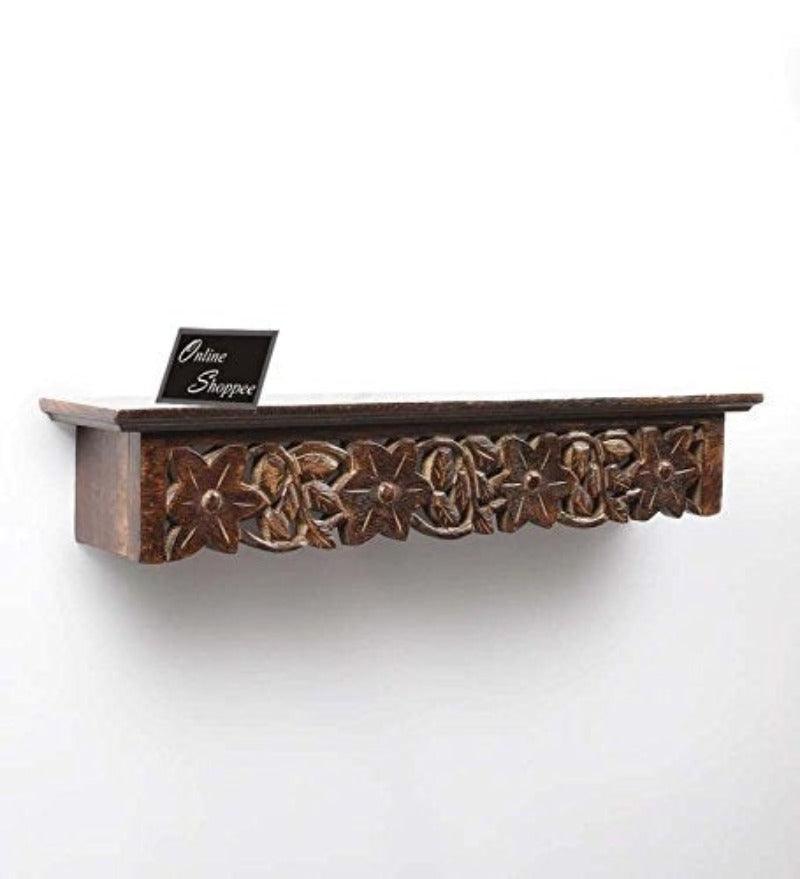 Wooden Fancy Floating Wall Bracket Book Rack - WoodenTwist